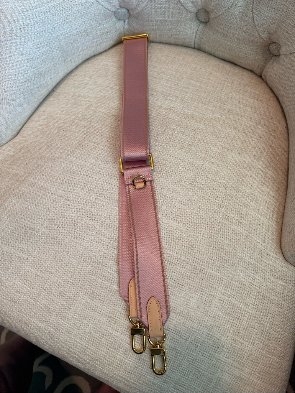 Womens Adjustable Pink Shoulder Strap with Gold Hardware